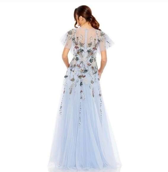 NWT! MAC DUGGAL, Flutter Sleeve Beaded Ball Gown, Periwinkle, Size 10 -MSRP $998 - Picture 2 of 10